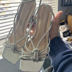 silver bling heels 