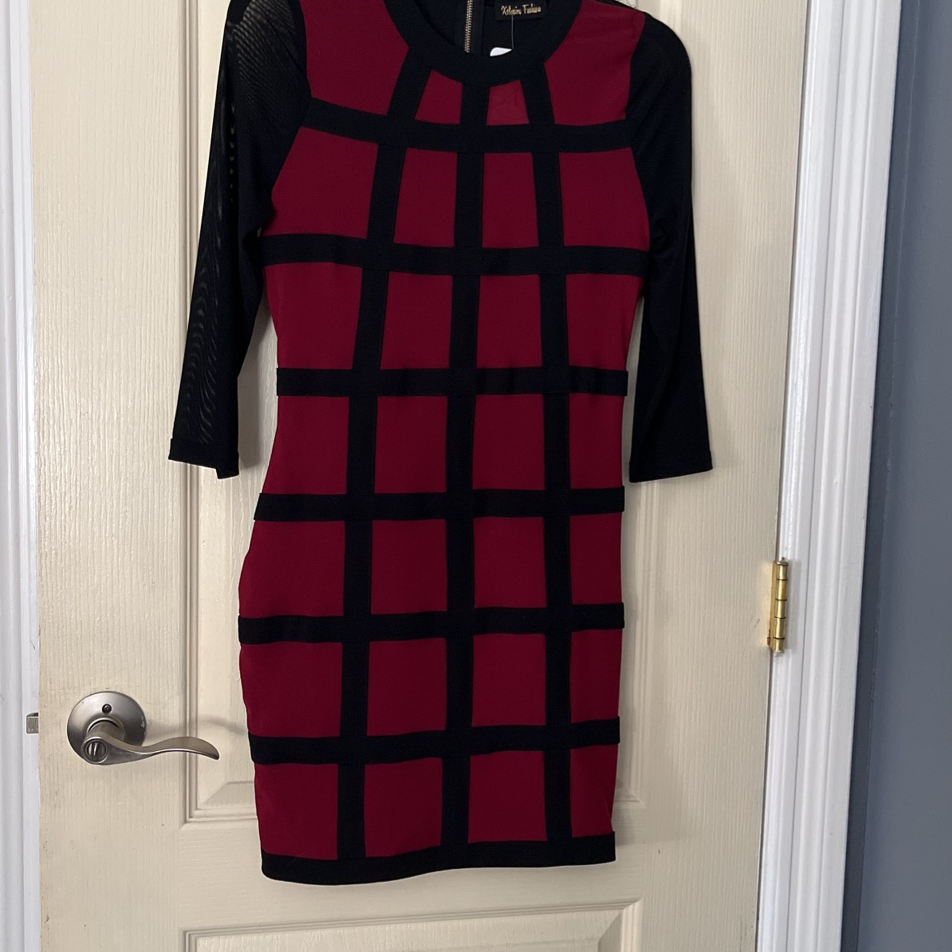 Sheer Burgundy/black Dress