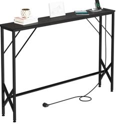 47.2'' Console Table, Skinny Entryway Table with Fast-Charging Station, Narrow Long Sofa Table, Behind Slim Couch Table for Entrance, Hallway, Living 