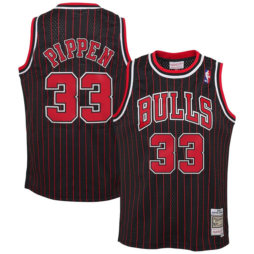 SCOTTIE PIPPEN CHICAGO BULLS MITCHELL & NESS BLACK HARDWOOD CLASSICS 1995 96