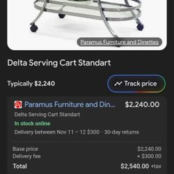 
Modern Chrome & Glass Bar Cart / Serving Cart