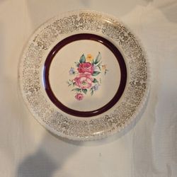 22K GOLD Rose Point Dinner Plate