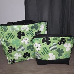 4 leaf clover ☘️  Cosmetic And Tote Bag Set