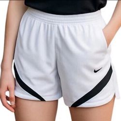 Nike Women's Elite White/Blue Basketball Shorts CQ4357-107 Large