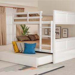 Full Over Full Bunk Bed w/ Twin Trundle