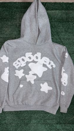 Sp5der Gray Hoodie with Star Graphics
