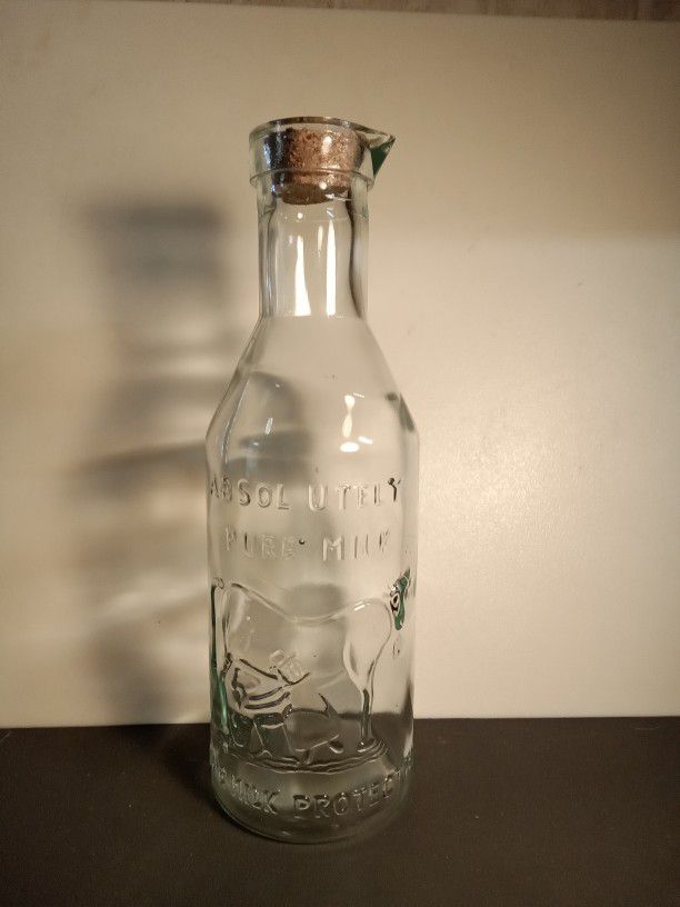 Absolutely Pure Milk Glass Bottle w/ Cork - Italy 