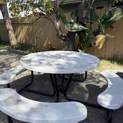 Patio table with bench