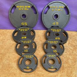 NEW SET OF GOLDS GYM EASY GRIP OLYMPIC 2  INCH  PLATES  (PAIRS OF) :  45s   25s  10s  5s    