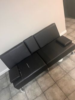 Black Faux Leather Futon Sofa