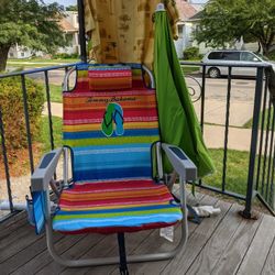 Tommy Bahama Backpack Beach Chair & Hawaiian Shirt (L), (Used)