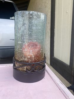 Wrought Iron, And Glass Candle Holder
