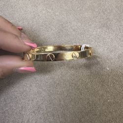 18k Yg Cartier Style Bangle Bracelet 