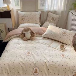 Queen Size~ 100% Cotton Duvet Cover 4-Piece Set