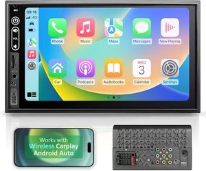 Brand new in box Double Din Car Stereo Compatible with Wireless Apple Carplay, Android Auto - 7" Touch Screen Car Audio Receiver with Bluetooth, AUX, 