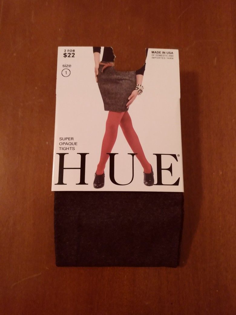 BRAND NEW IN PACKAGE WITH TAG LADIES HUE SUPER OPAQUE TIGHTS - COLOR: GRAPHITE GRAY