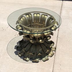 Antique Gorgeous Small with leaves 1 table heavy weight with thick glass, West 79912