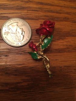 Vintage Painted Rose Pin