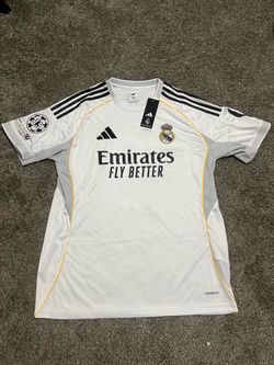 Adidas Real Madrid white jersey with Kylian Mbappé Size L