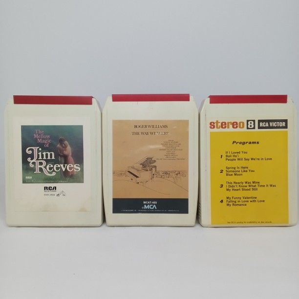 8-Track Cartridge Lot Of 3 Roger Williams, Sergio Franchi, Jim Reeves Tested