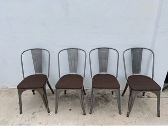 Industrial Vintage Stackable Metal Dining Chair Set of 4