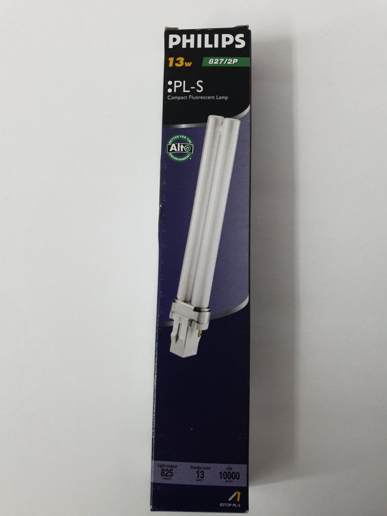 Philips 146852 - PL-S 13W/841/2P ALTO Single Tube 2Pin Base Compact fluorescent.
Philips 13w PL-S Compact fluorescent lamp ( NEW)
Same Day Shipping,