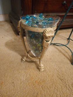 Rare Miniature Vase With Wrought Iron Stand