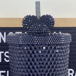 Black Minnie Straw Topper