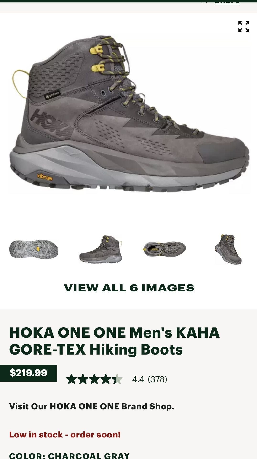 HOKA ONE: ONE MENS KAHA GORE-TEX HIKING BOOTS SIZE TEN