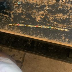 Vintage Costume Jewelry Bracelet Gold Tone With Stones