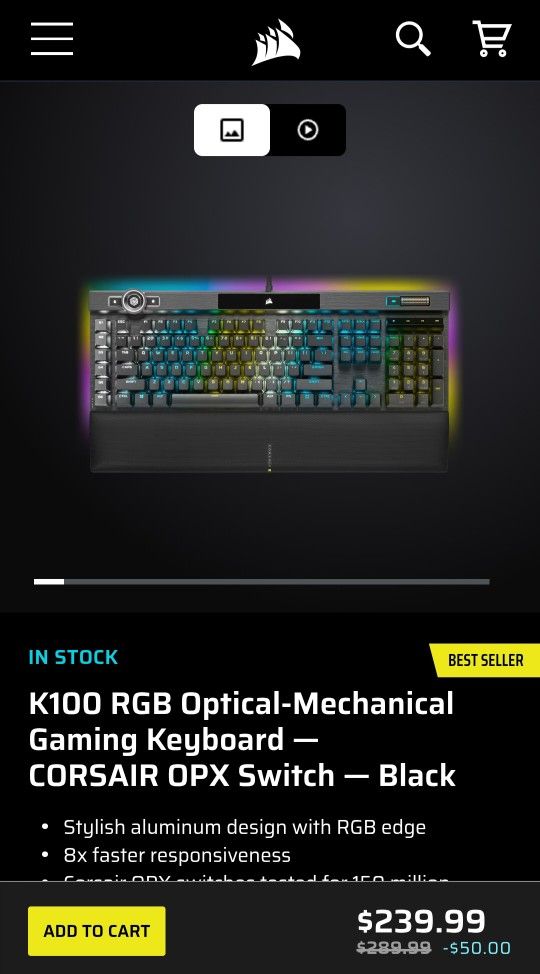 Corsair K100 RGB with OPX Switches