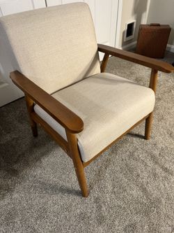 Mid-Century Wood Frame Chair Beige