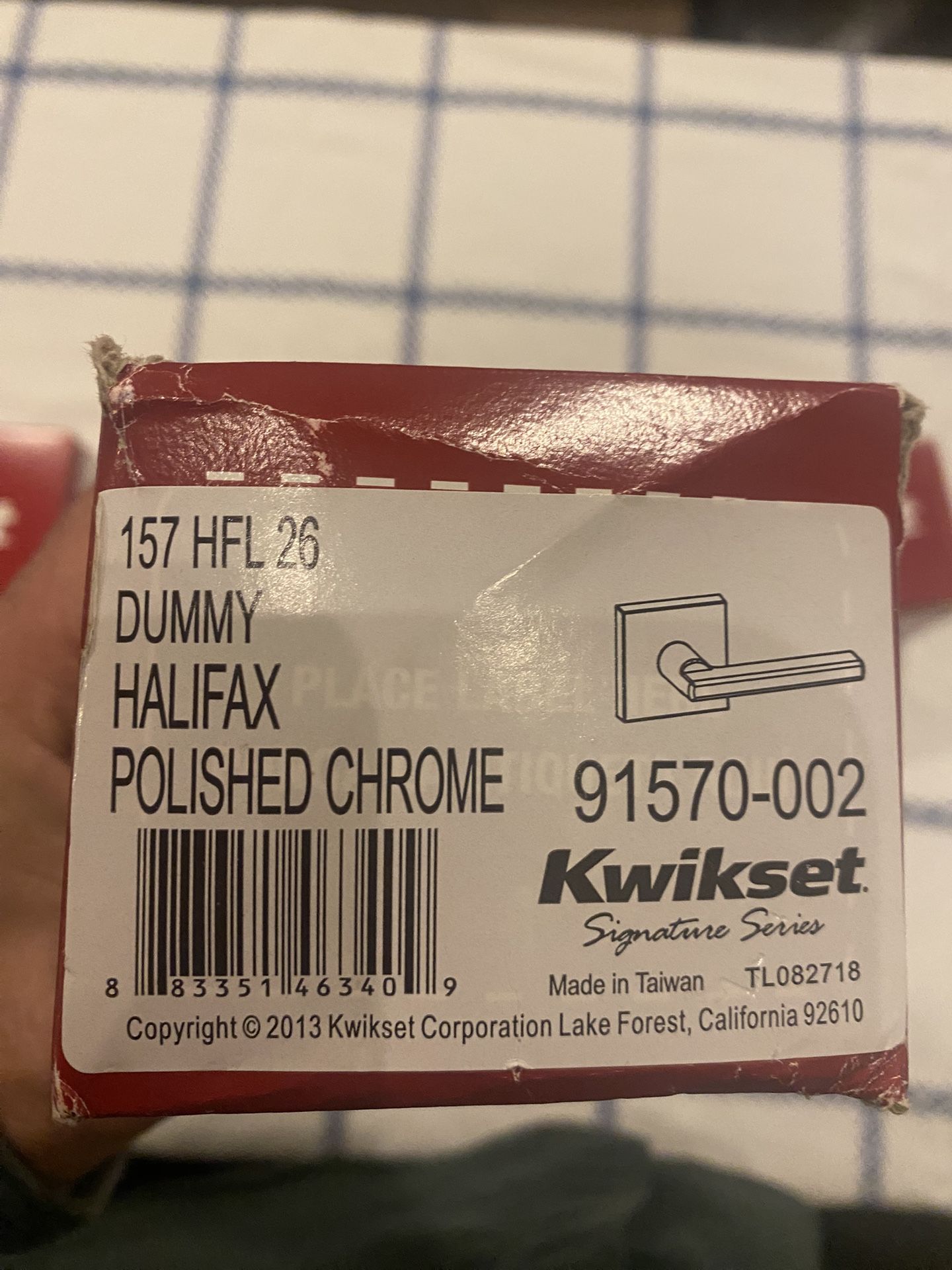 Kwikset Halifax, Slim Square – dummy lever in Pelish chrome