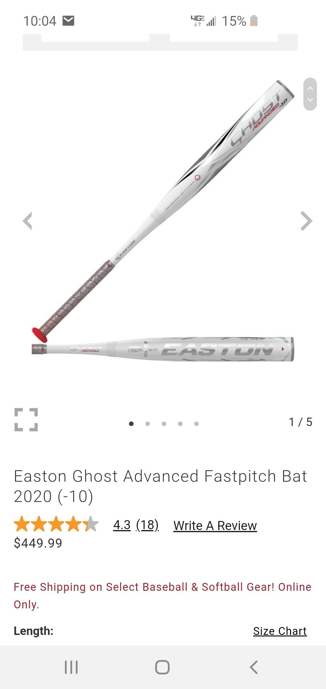 Easton Ghost Advance -11 30/19