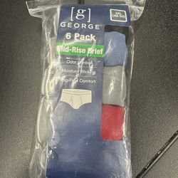 George Men's Mid-Rise Briefs 6 Pack - Blue, Gray, Red