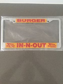 Rare  Vintage - Brand New In / Out Burger License Plate Frame - Still In Package 