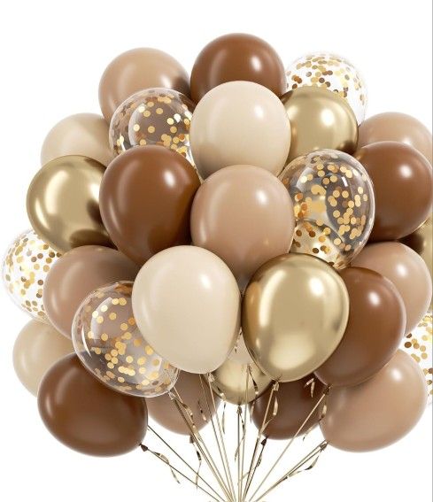 50pcs Balloons 12 Inch Brown Gold Beige Confetti Latex Balloons for Boho Wedding