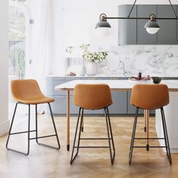Brown Counter Stools – Set of 3