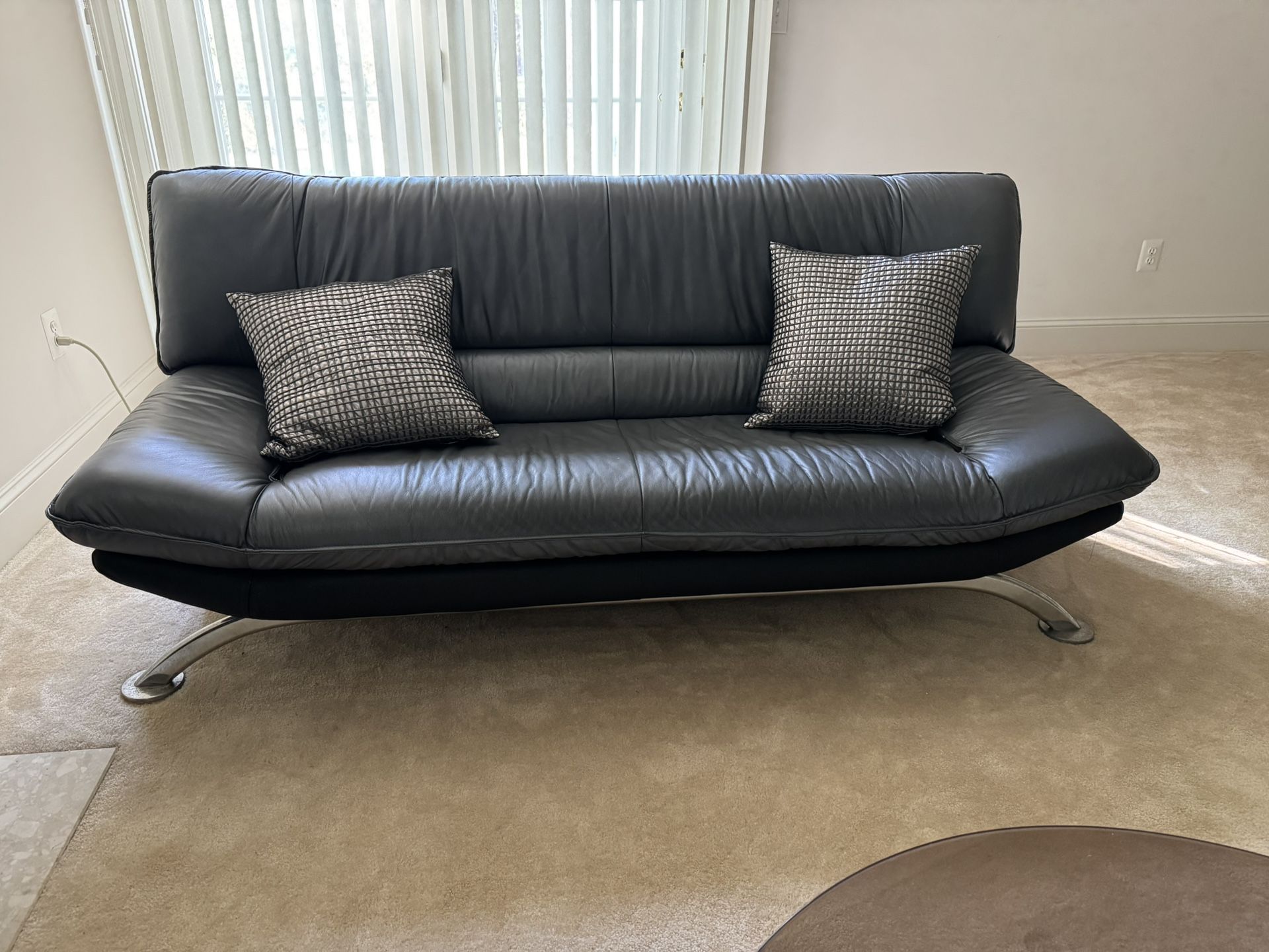Beautiful Genuine Leather Couch + Armchair + 2 Side Tables + Coffee Table (Made In Italy)
