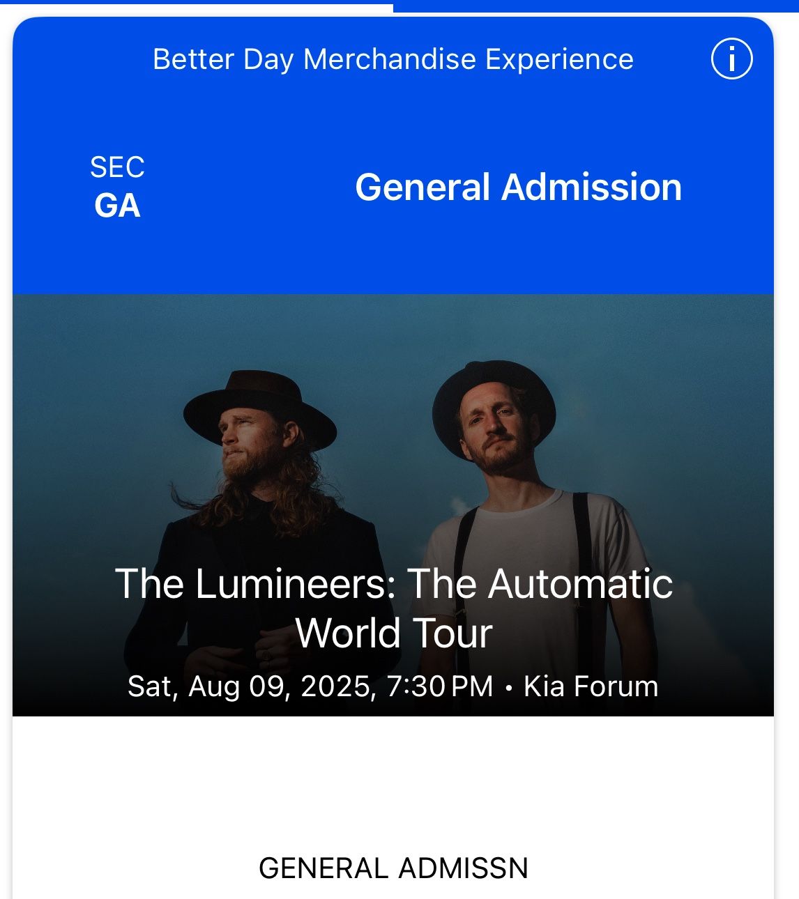 4 Floor Tickets - The Lumineers - Automatic World Tour - August 9th