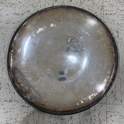 Wm Rogers & Son Primrose #1821 Silver Plated Footed Circular Serving Tray 14in