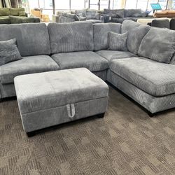 Grey Sectional And Ottoman Couch 