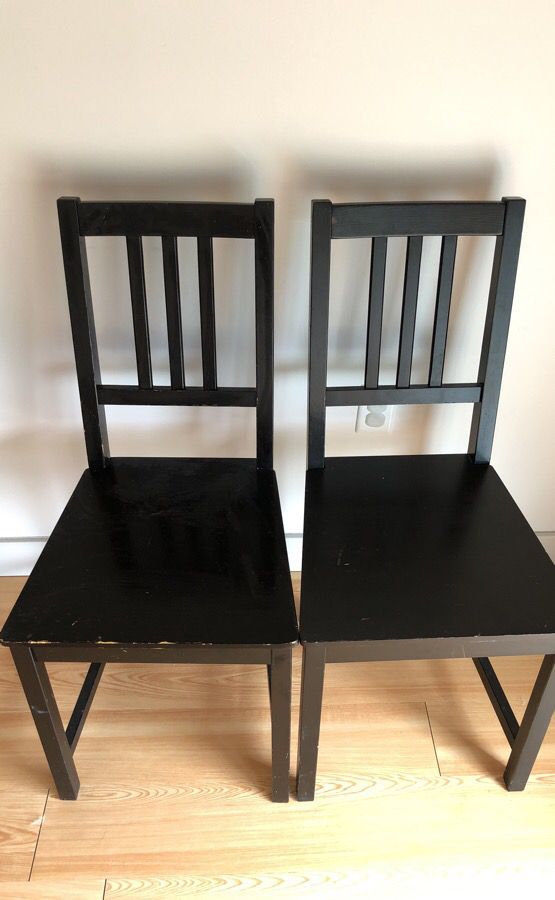 Set of 2 black chairs- some wear