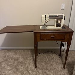 Vintage Sewing Machine With Sewing Table