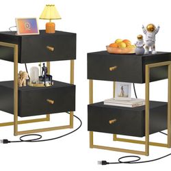 2 Nightstands Black And Gold 