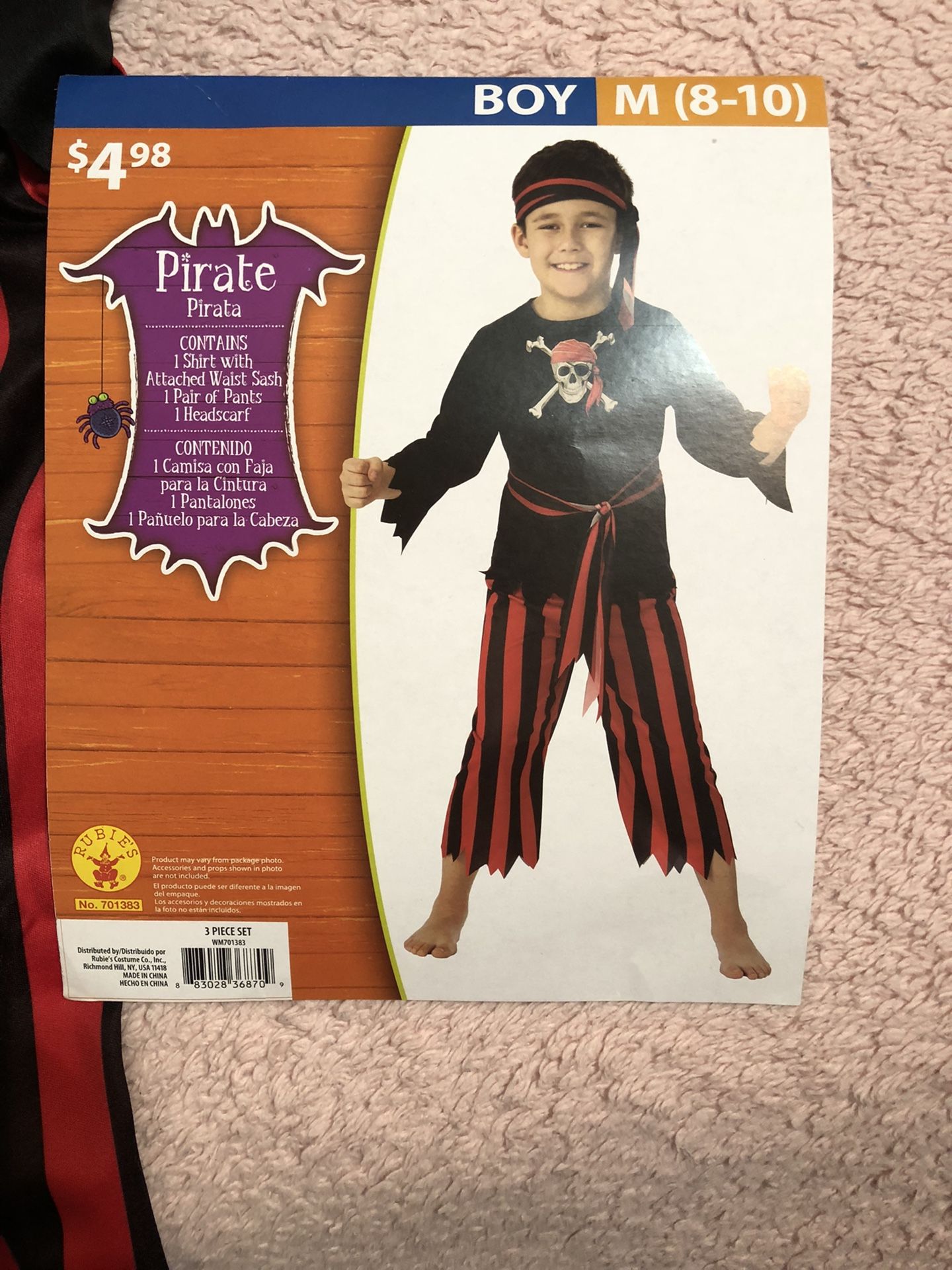 Pirate Costume, Boys Size Medium