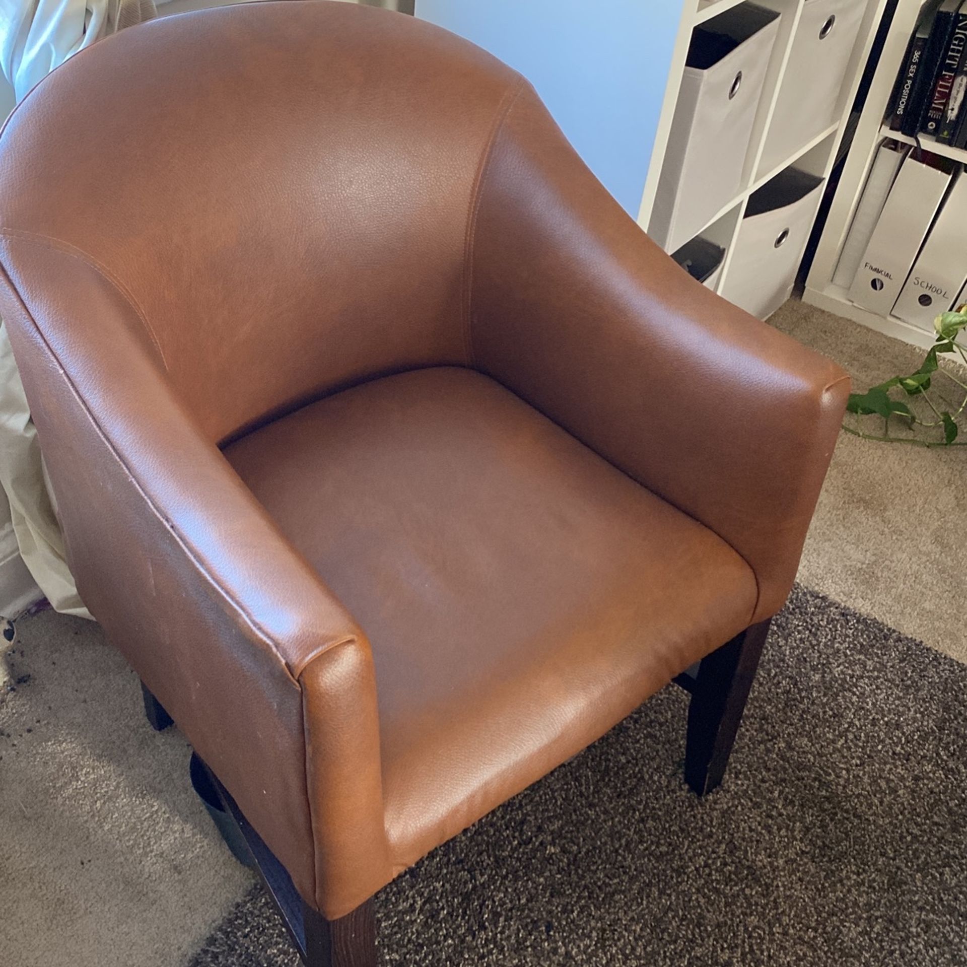 2 Brown Faux Leather Chairs