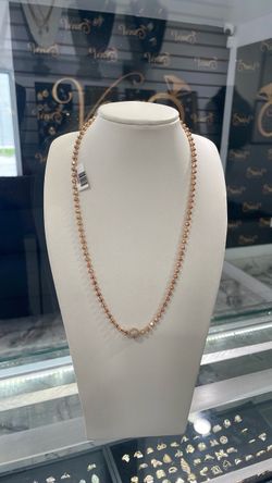 14k rose gold beads necklace with natural diamonds