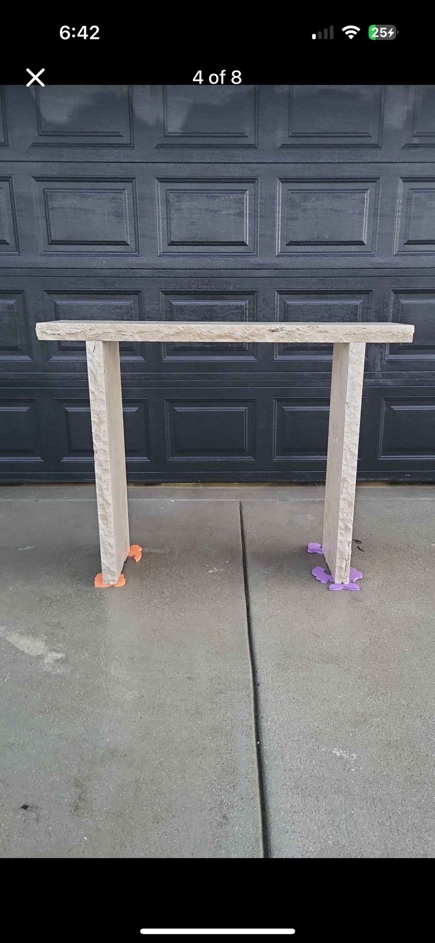 Travertine console table