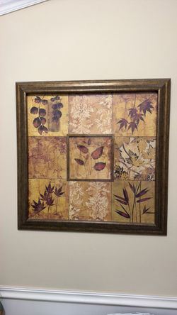 Framed Botanical Leaf Grid Wall Art